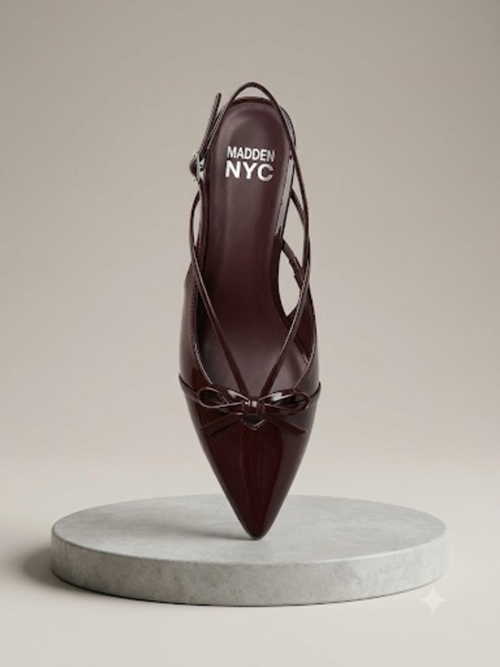 Patent Pointed Slingback Heel in Wine - Picture 2 of 3